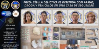 DETIENEN A CINCO CON ARMAS Y DROGAS EN PÉNJAMO