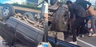 CAMIONETA CON UN BEBÉ A BORDO VUELCA SOBRE JUAN ALONSO DE TORRES